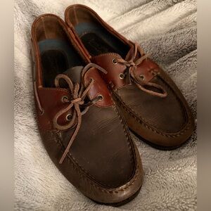 Vintage Deer Stag Thunder Bay Men's Brown Leather Boat Shoes Size 10M